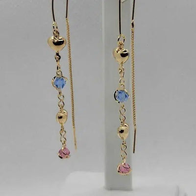 Brand New Brazilian 18k Gold Filled Dangle Heart Earrings