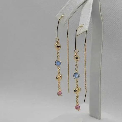 Brand New Brazilian 18k Gold Filled Dangle Heart Earrings