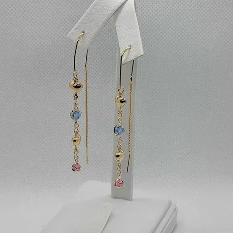 Brand New Brazilian 18k Gold Filled Dangle Heart Earrings