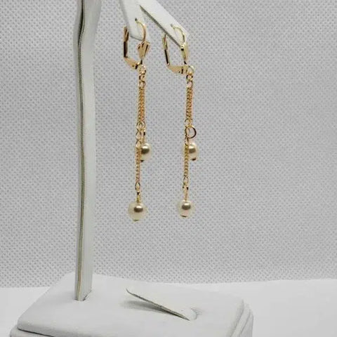 Brand New Brazilian 18k Gold Filled Pearl Dangle Earrings
