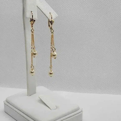 Brand New Brazilian 18k Gold Filled Pearl Dangle Earrings