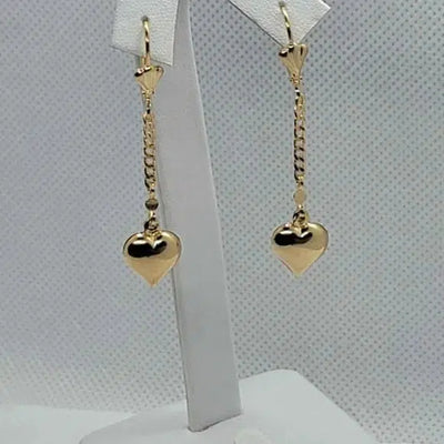 Brand New Brazilian 18k Gold Filled Dangle Heart Earrings