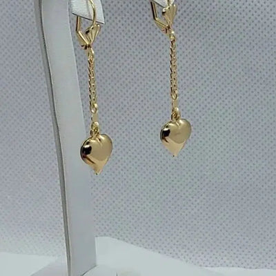 Brand New Brazilian 18k Gold Filled Dangle Heart Earrings