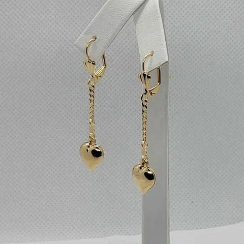 Brand New Brazilian 18k Gold Filled Dangle Heart Earrings