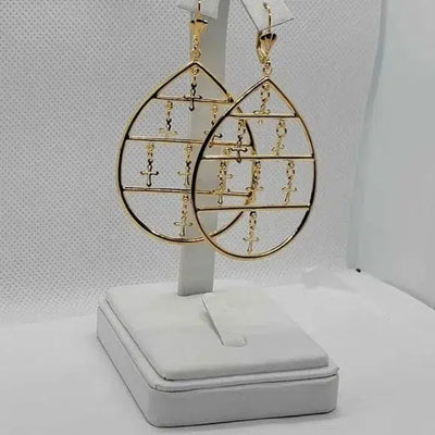 Brand New Brazilian 18k Gold Filled Multi Cross Earrings