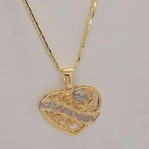 Brand New Brazilian 18k Gold Filled Heart "Grandma" Necklace