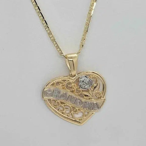 Brand New Brazilian 18k Gold Filled Heart "Grandma" Necklace