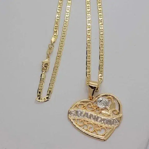 Brand New Brazilian 18k Gold Filled Heart "Grandma" Necklace