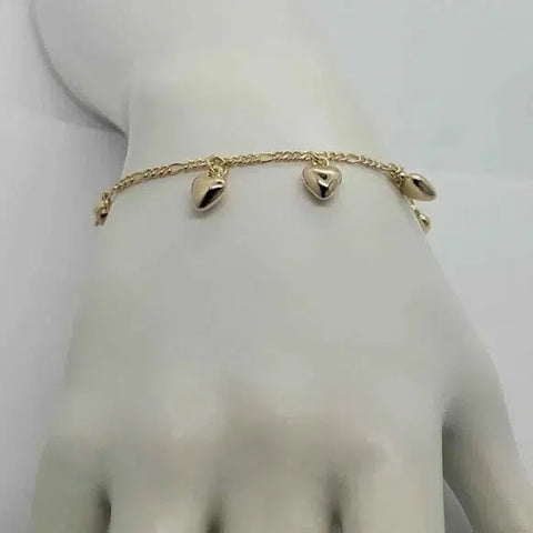 Brand New Brazilian 18k Gold Filled Multi Hearts Bracelet