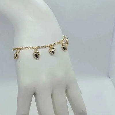 Brand New Brazilian 18k Gold Filled Multi Hearts Bracelet