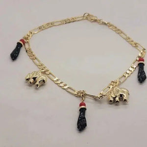 Gold Filled Elephant & Azabache Anklet – Protection & Luck, Brand New