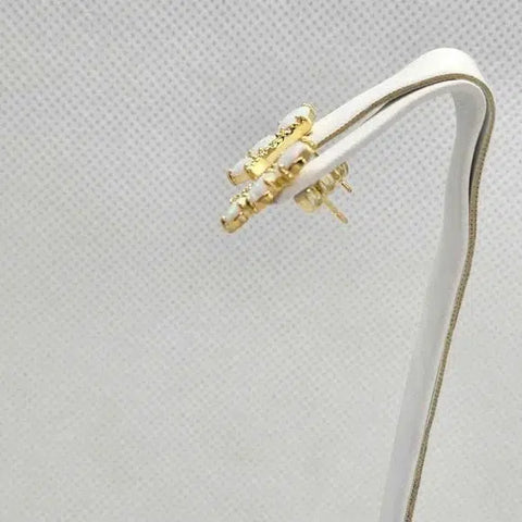 Brand New  Brazilian 18k Gold Filled White Fire Opal Earrings