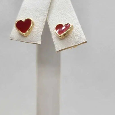 Brand New Brazilian 18k Gold Filled Beautiful Heart Earrings - Studs