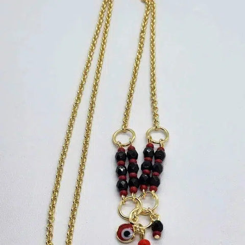 Brand New Brazilian 18k Gold Filled Red Evil Eye With Figa Hand Necklace