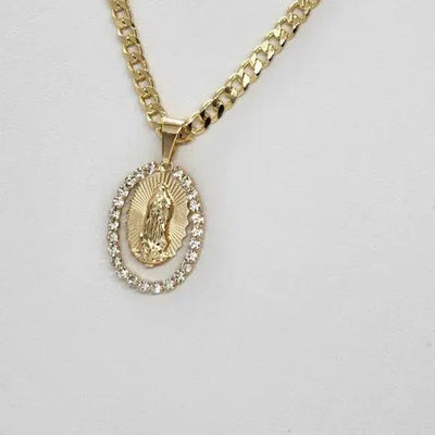 Brand New Brazilian 18k Gold Filled Virgen De Guadalupe Necklace