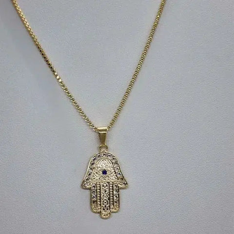 Brand New  Brazilian 18k Gold Filled Hamsa Necklace