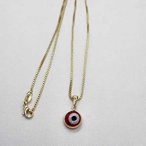 Brand New Brazilian 18k Gold Filled Red Evil Eye Necklace