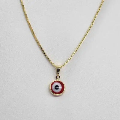 Brand New Brazilian 18k Gold Filled Red Evil Eye Necklace