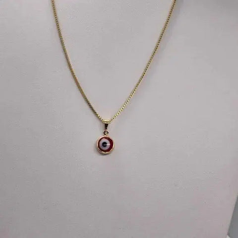 Brand New Brazilian 18k Gold Filled Red Evil Eye Necklace