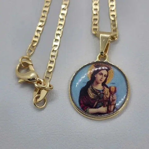 Brand NEW Brazilian 18k Gold Filled Saint Barbara Necklace