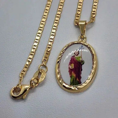 Brand NEW Brazilian 18k Gold Filled San Jude Tadeo Necklace