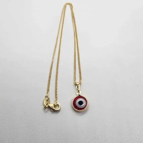 Brand New  Brazilian 18k Gold Filled Red Evil Eye Necklace