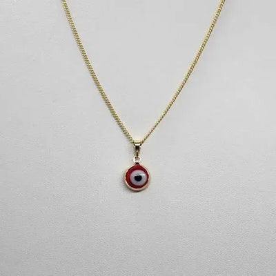 Brand New  Brazilian 18k Gold Filled Red Evil Eye Necklace