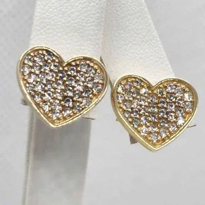 Brand New Sterling Silver 925 Heart W/ Cubic Zirconia Stones Earrings