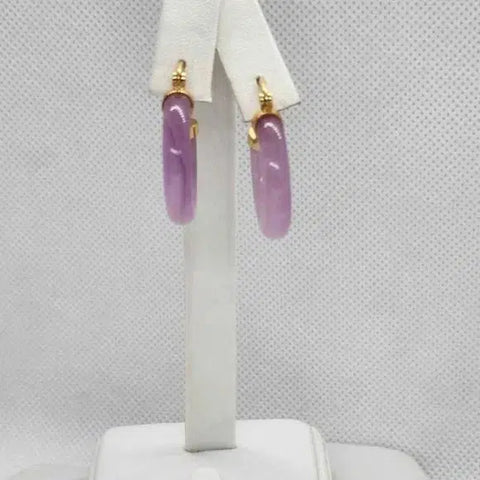 Brand NEW  Lavender JADE Earrings  with Brass  Hoop Earrings