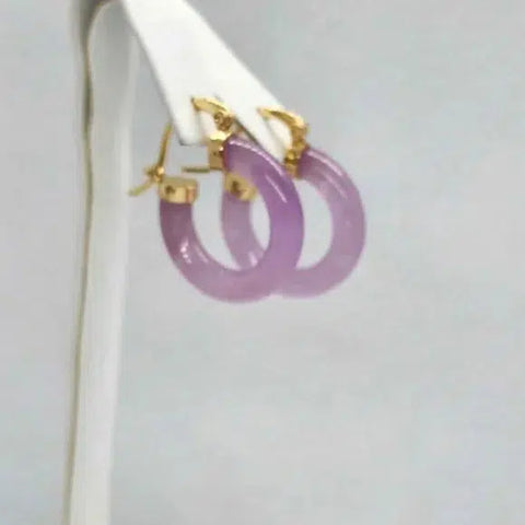 Brand NEW  Lavender JADE Earrings  with Brass  Hoop Earrings