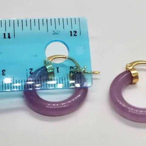 Brand NEW  Lavender JADE Earrings  with Brass  Hoop Earrings