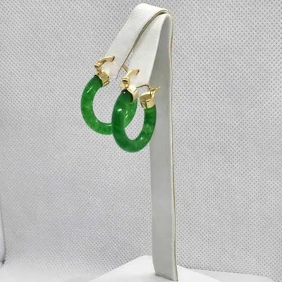 Brand NEW  JADE Earrings  with Brass  Hoop Earrings