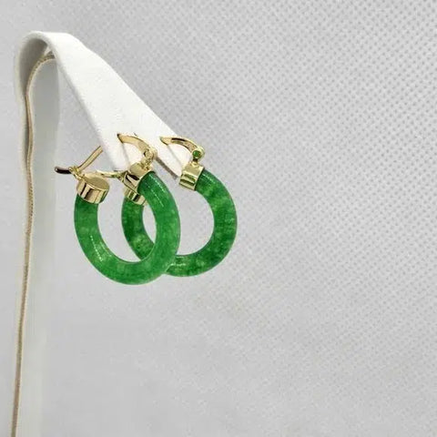 Brand NEW  JADE Earrings  with Brass  Hoop Earrings