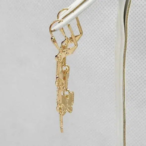 Brand New  Brazilian 18k Gold Filled 3 Butterflies Earrings