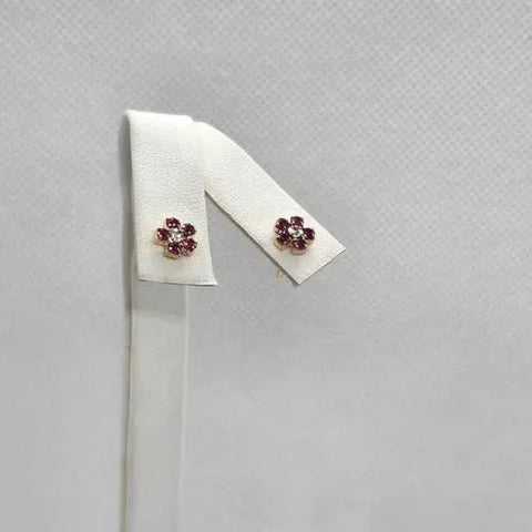 Brand New  Brazilian 18k Gold Filled Pink Flower Stud Earrings