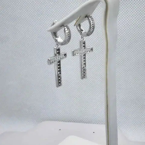 Brand New  Sterling Silver 925 CROSS Earrings