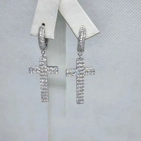 Brand New  Sterling Silver 925 CROSS Earrings