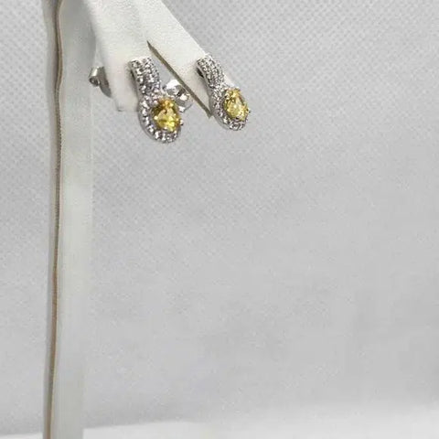 Brand New  Sterling Silver 925 Yellow gem Earrings