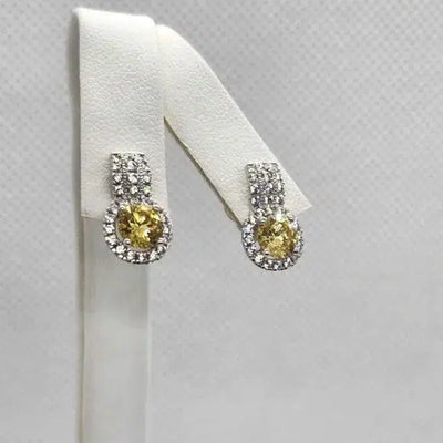 Brand New  Sterling Silver 925 Yellow gem Earrings