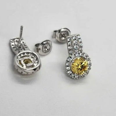 Brand New  Sterling Silver 925 Yellow gem Earrings