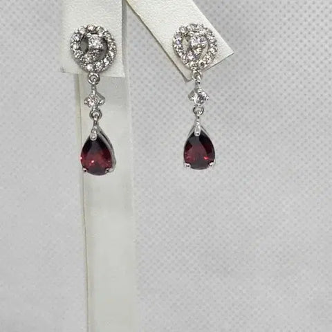 Brand New  Sterling Silver 925 with Red Gem Earrings