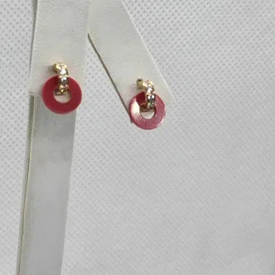 Brand New Sterling Silver 925 Red Circle Earrings