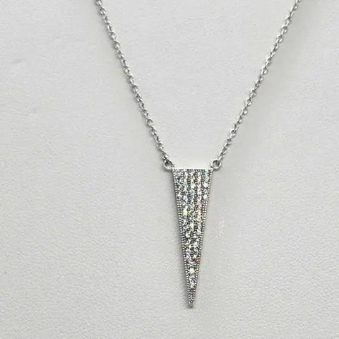 Brand New Sterling Silver 925 Triangle Shape w/ Cubic Zirconia Stones Necklace