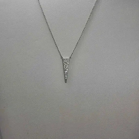 Brand New Sterling Silver 925 Triangle Shape w/ Cubic Zirconia Stones Necklace