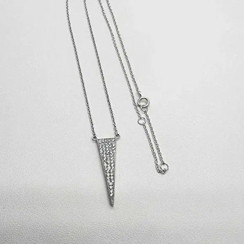 Brand New Sterling Silver 925 Triangle Shape w/ Cubic Zirconia Stones Necklace