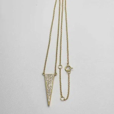 Brand New  Sterling Silver 925 Triangle Shape w/ Cubic Zirconia Stones Necklace