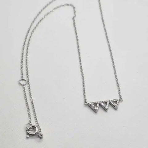 Brand New Sterling Silver 925 3 triangle Necklace