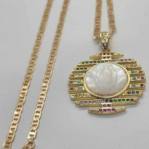 Brand New  White Opal Virgen De Guadalupe Necklace