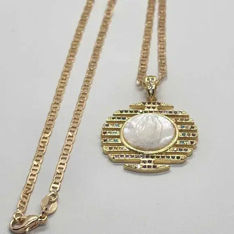 Brand New  White Opal Virgen De Guadalupe Necklace