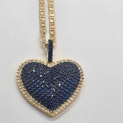 Brand New Brazilian 18k Gold Filled Brass Blue Heart Necklace